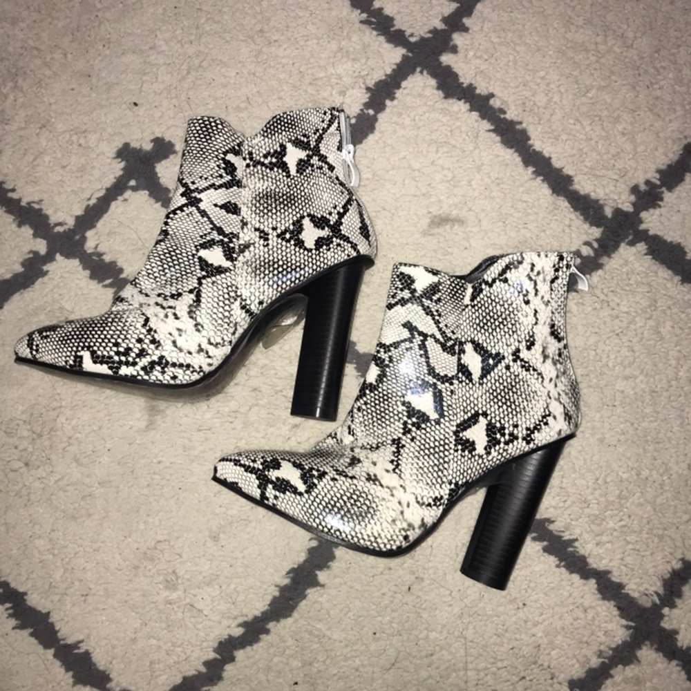 snakeskin booties